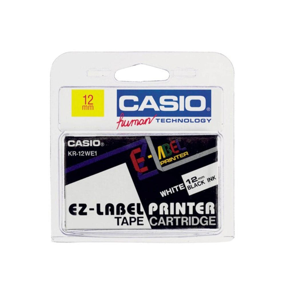 CASIO 12mm Label Tape Black on White - Main Image