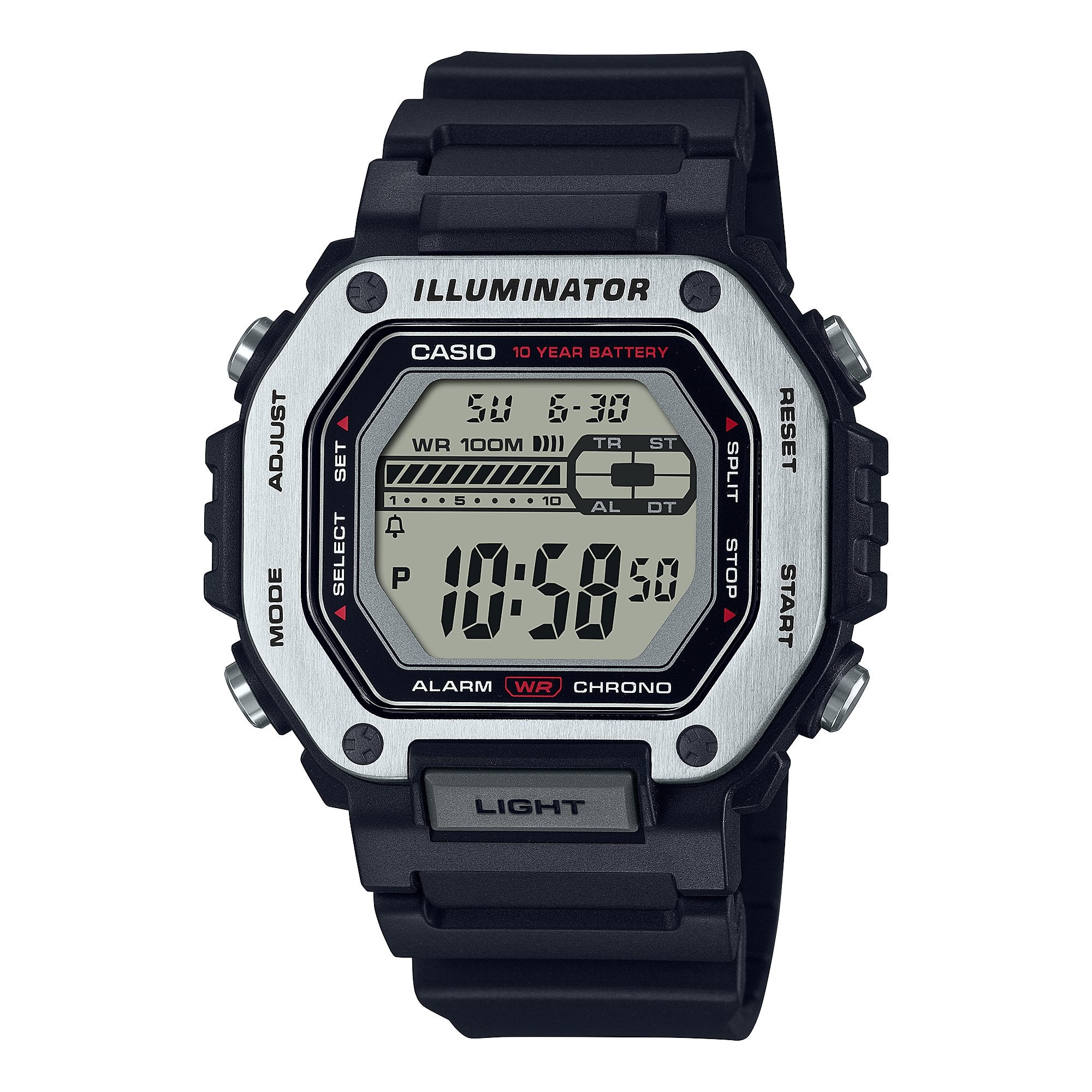 CASIO MWD110H-1A Black Resin Silver Bezel Digital Watch