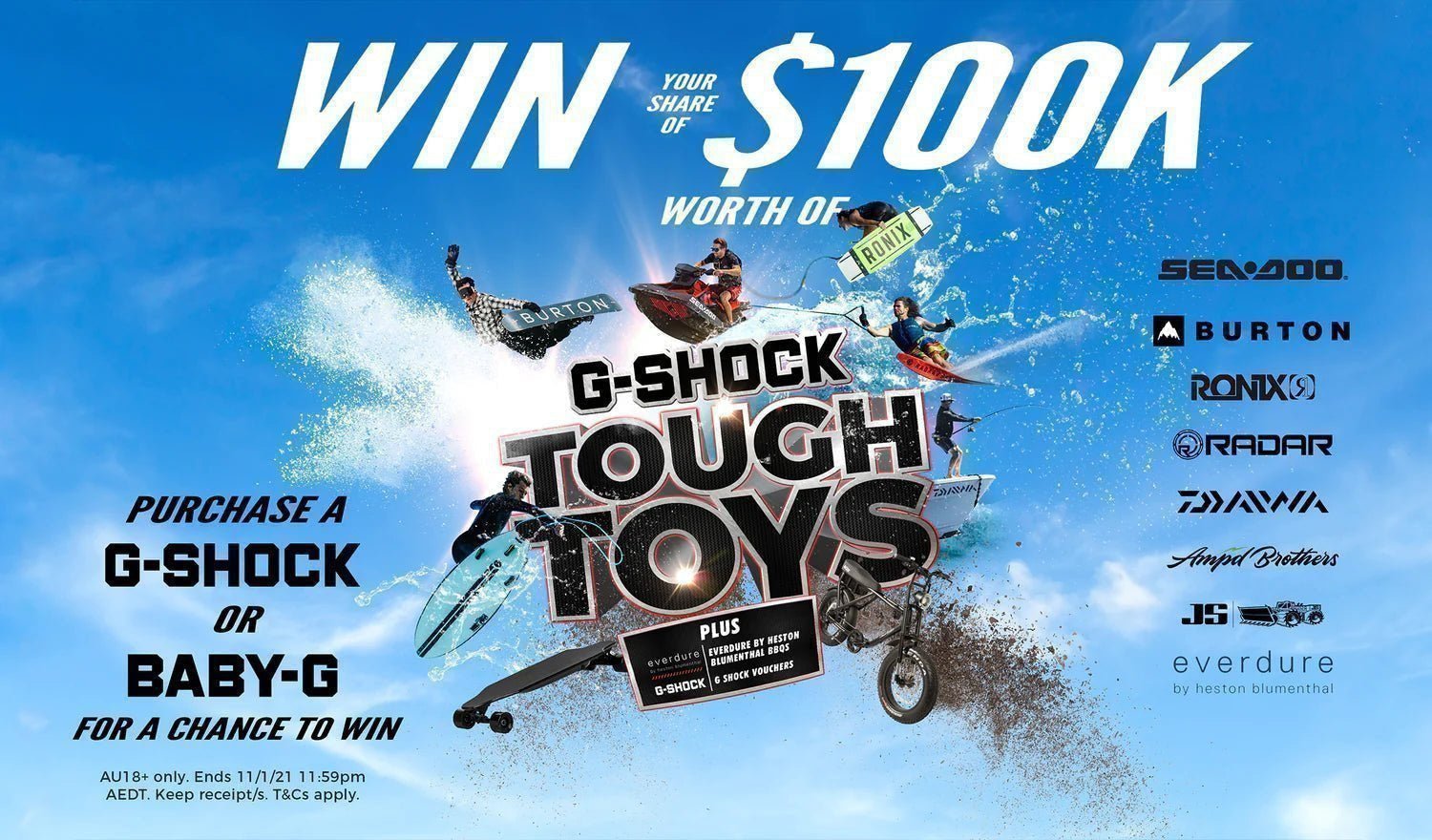 OVER $100,000 WORTH OF PRIZES TO WIN! The G-SHOCK Tough Toys Comp is here!