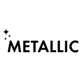 Black text reading METALLIC next to three small, four-pointed star icons on a white background.
