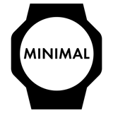 Black and white minimalist icon featuring the word MINIMAL centered inside a stylized watch or circular frame.