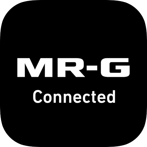 White MR-G Connected logo text centered on a black rounded square background.