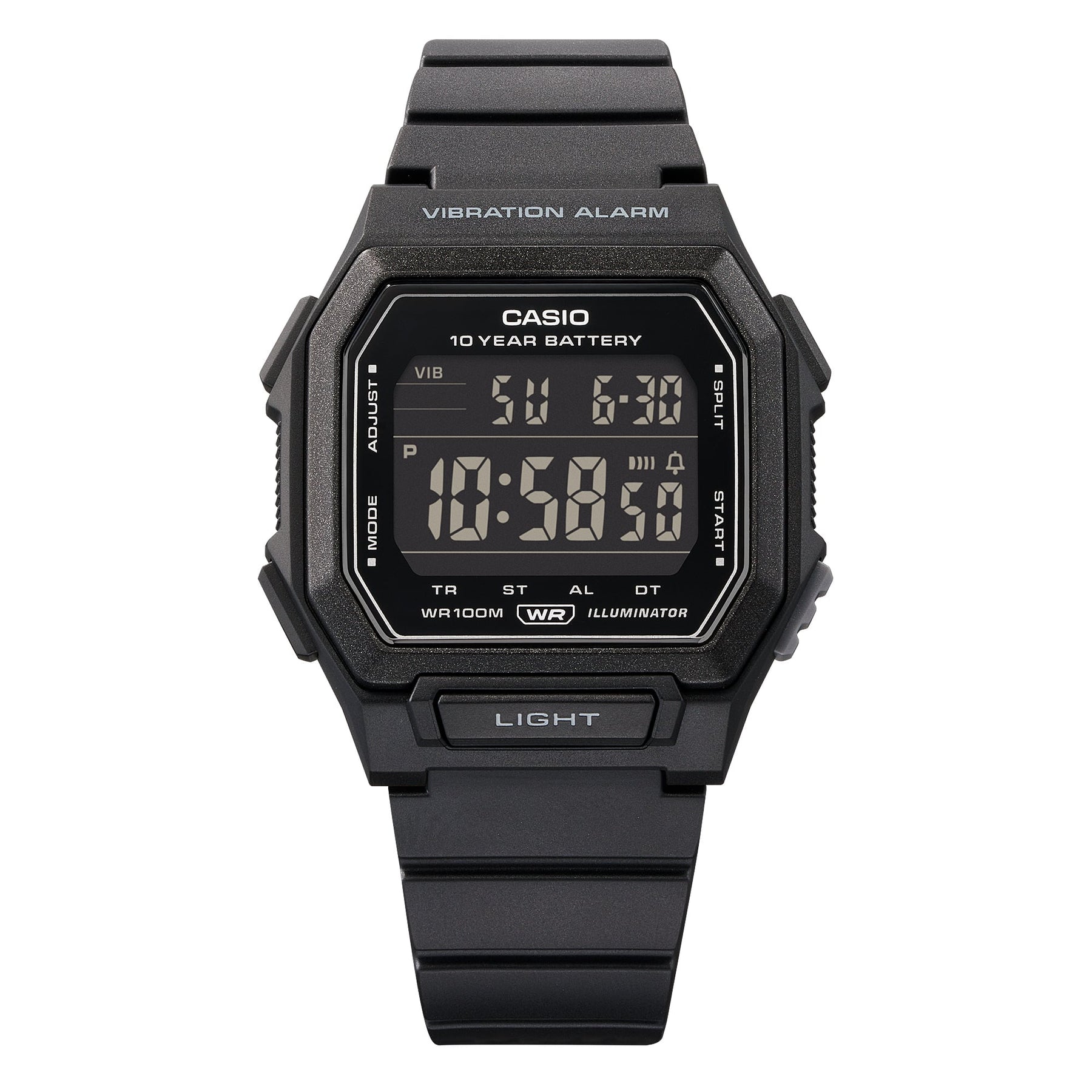 Casio W738H-1B Digital Watch – Vibration Alarm, 100M Water Resistant, 10 Year Battery, Black Resin Watch CASIO Casio W738H-1B Digital Watch – Vibration Alarm, 100M Water Resistant, 10 Year Battery, Black Resin Watch CASIO