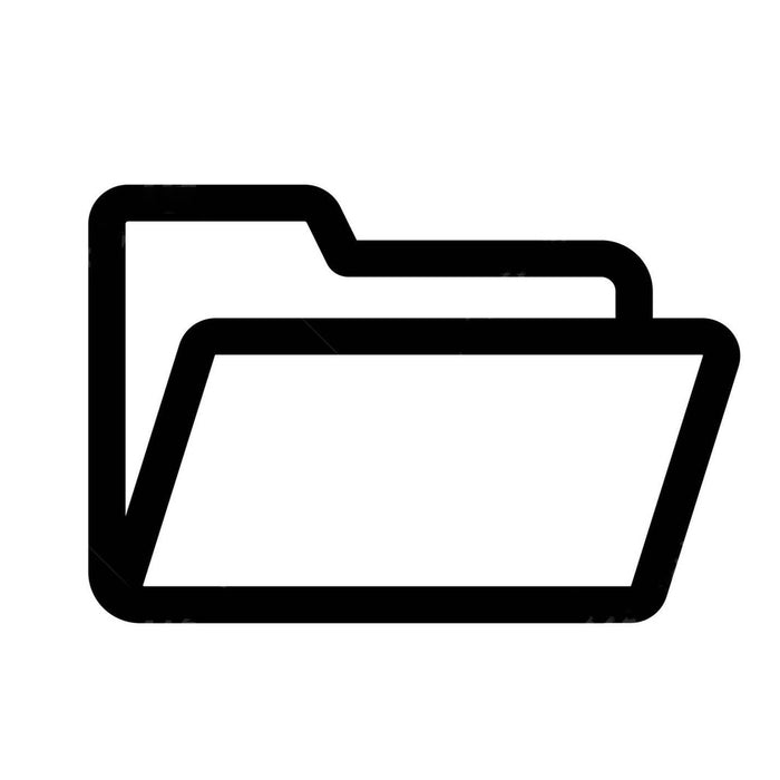 Minimalist black and white outline icon of an open computer file folder.