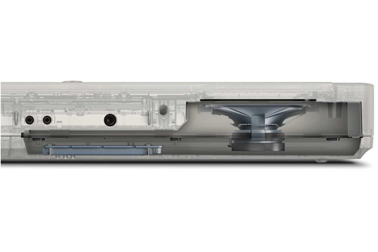 Transparent cross-section view of a Casio Casiotone CT-S1 keyboard showing internal speaker and port components.