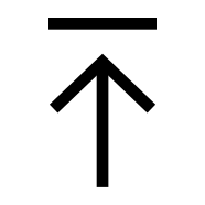 Minimalist black icon featuring an upward-pointing arrow topped with a horizontal line on a white background.